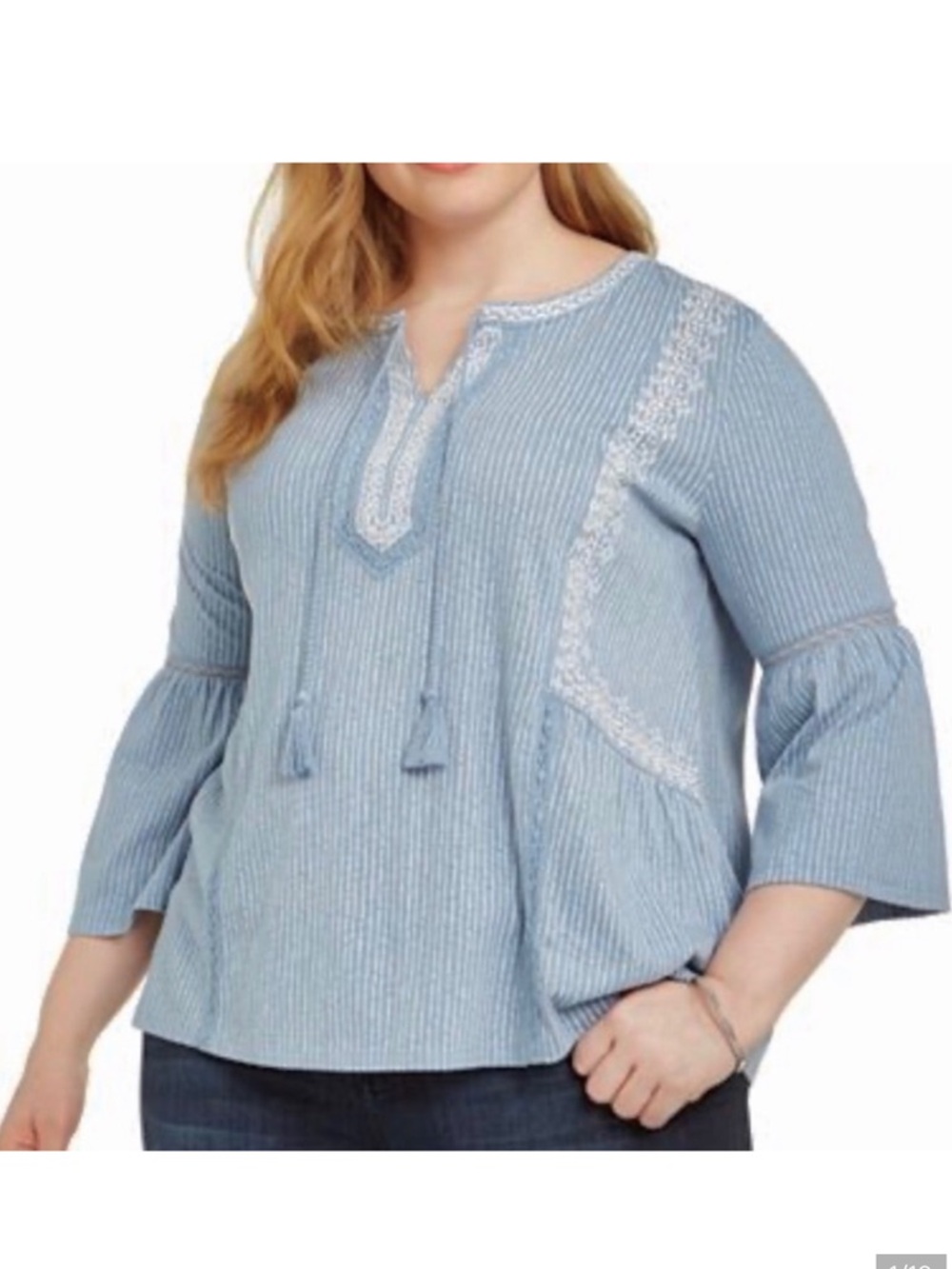 STYLE & CO PLUS SIZE CROCHET TRIM SLEEVE TOP